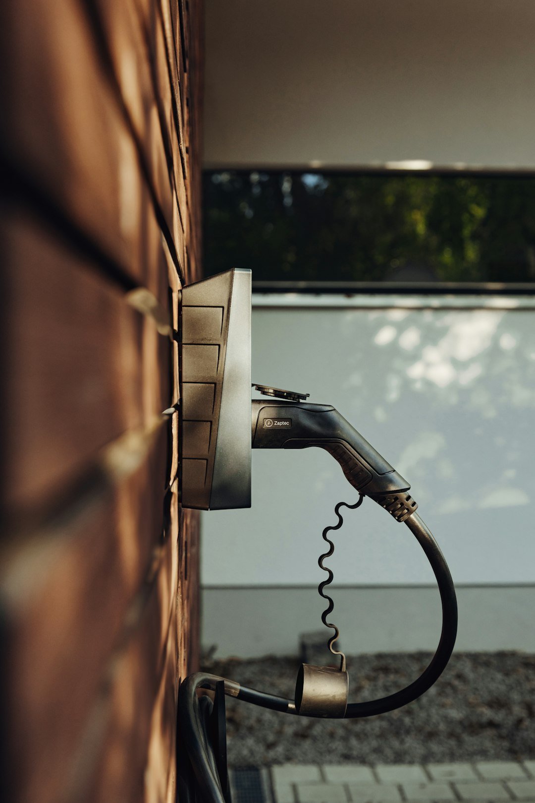 The stylish Norwegian Electric Car Charger - The Zaptec Go! The chosen EV charger for sustainable homes and new builds. photographer:Joel Heyd